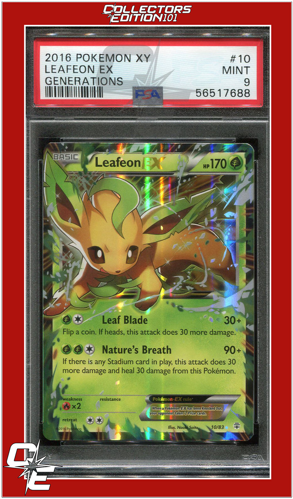 Generations 10 Leafeon EX PSA 9