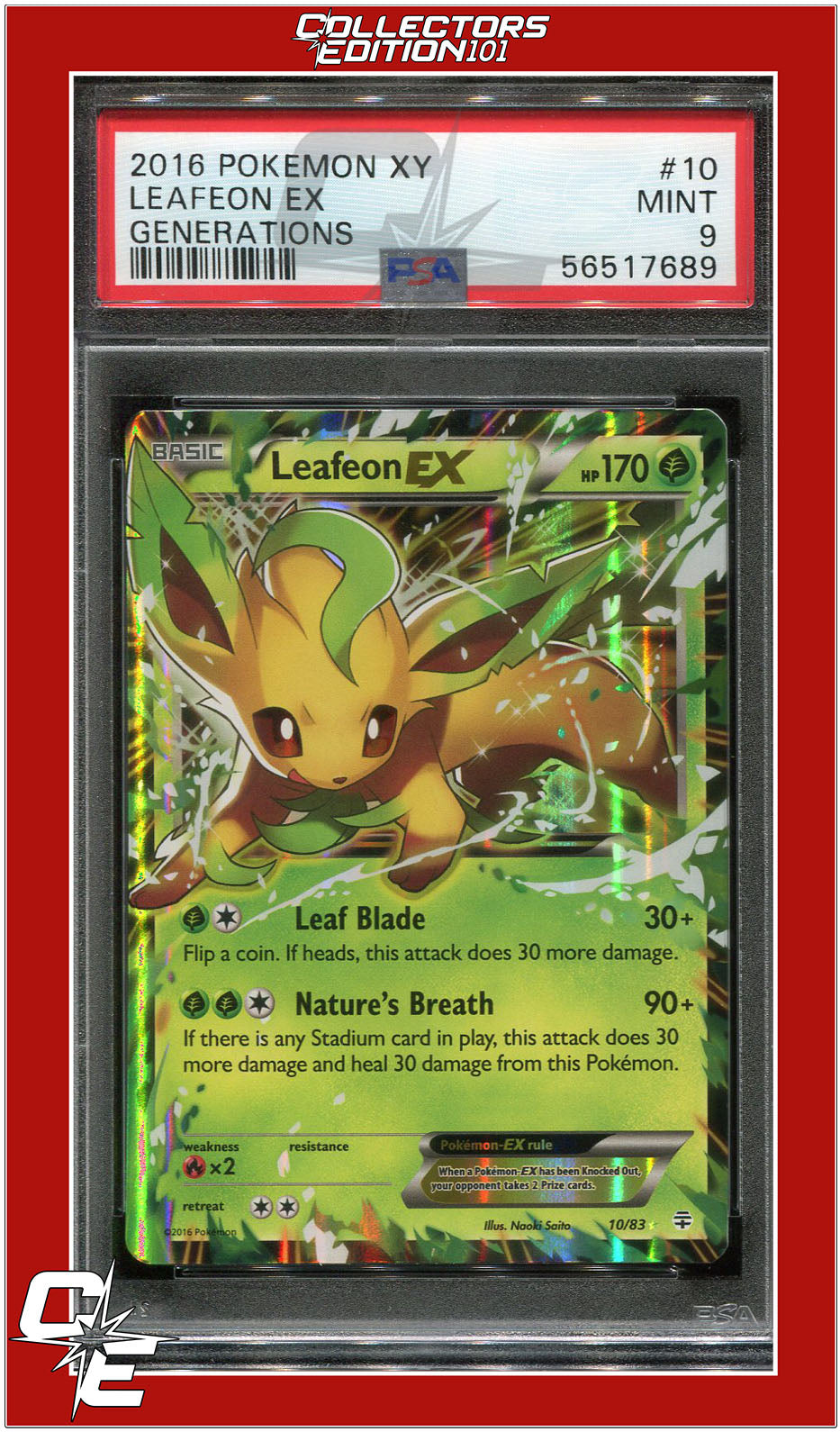 Generations 10 Leafeon EX PSA 9