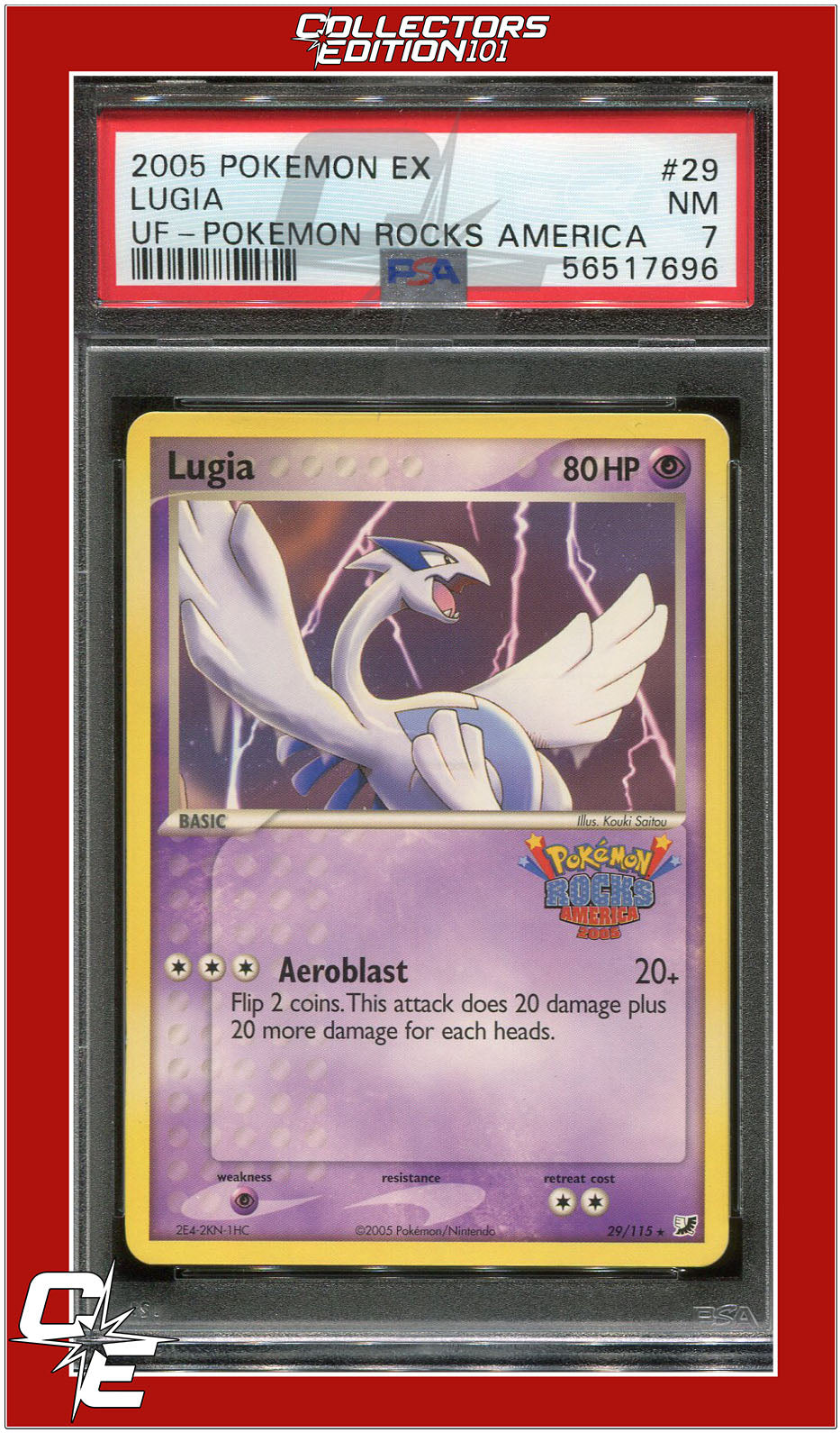 EX Unseen Forces 29 Lugia Pokemon Rocks America PSA 7