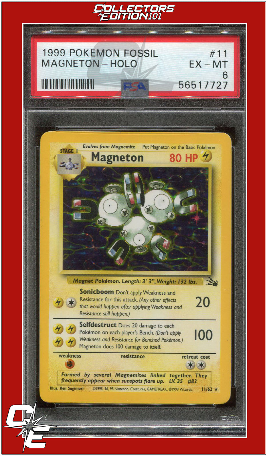 Fossil 11 Magneton Holo PSA 6