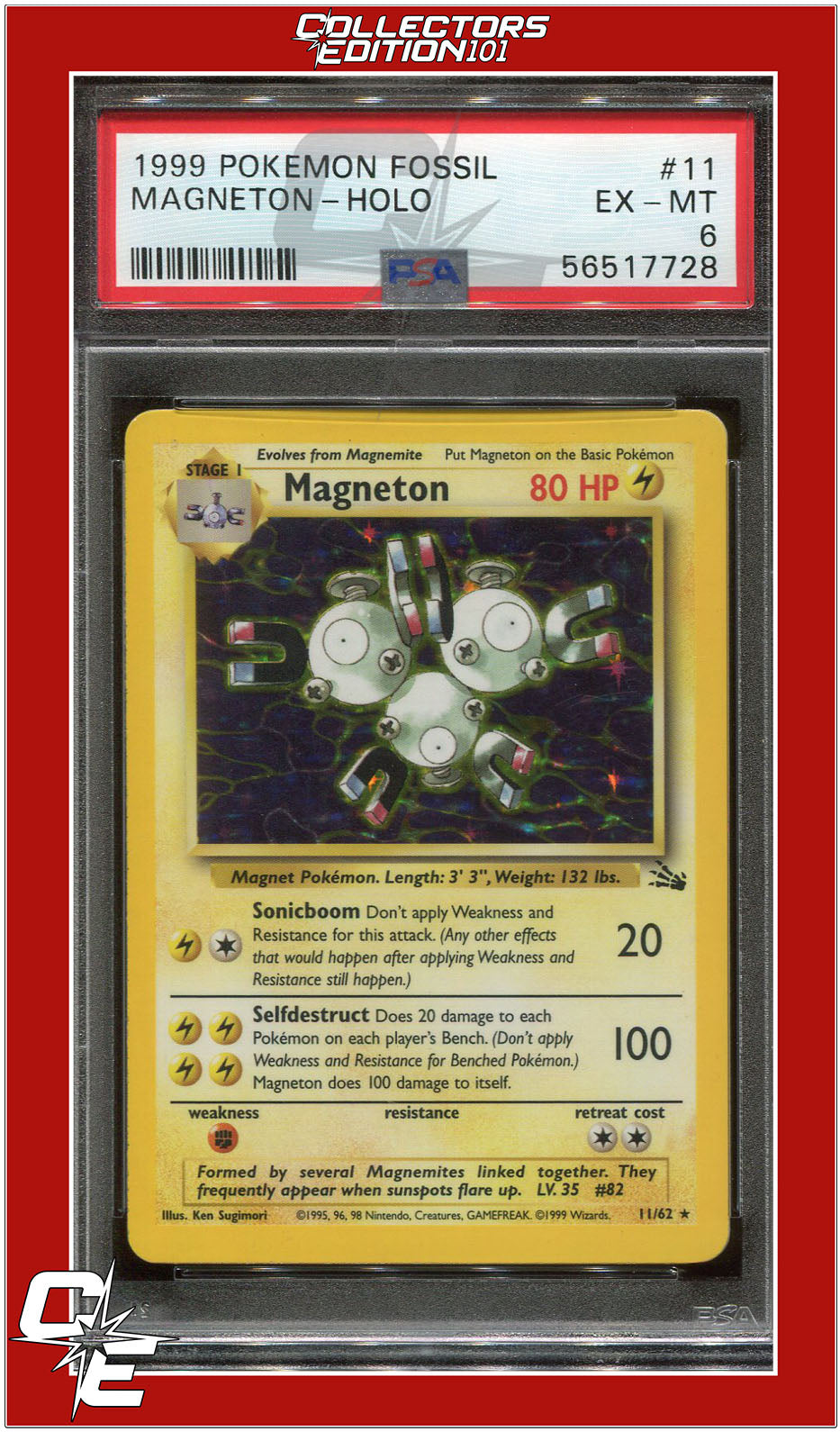 Fossil 11 Magneton Holo PSA 6