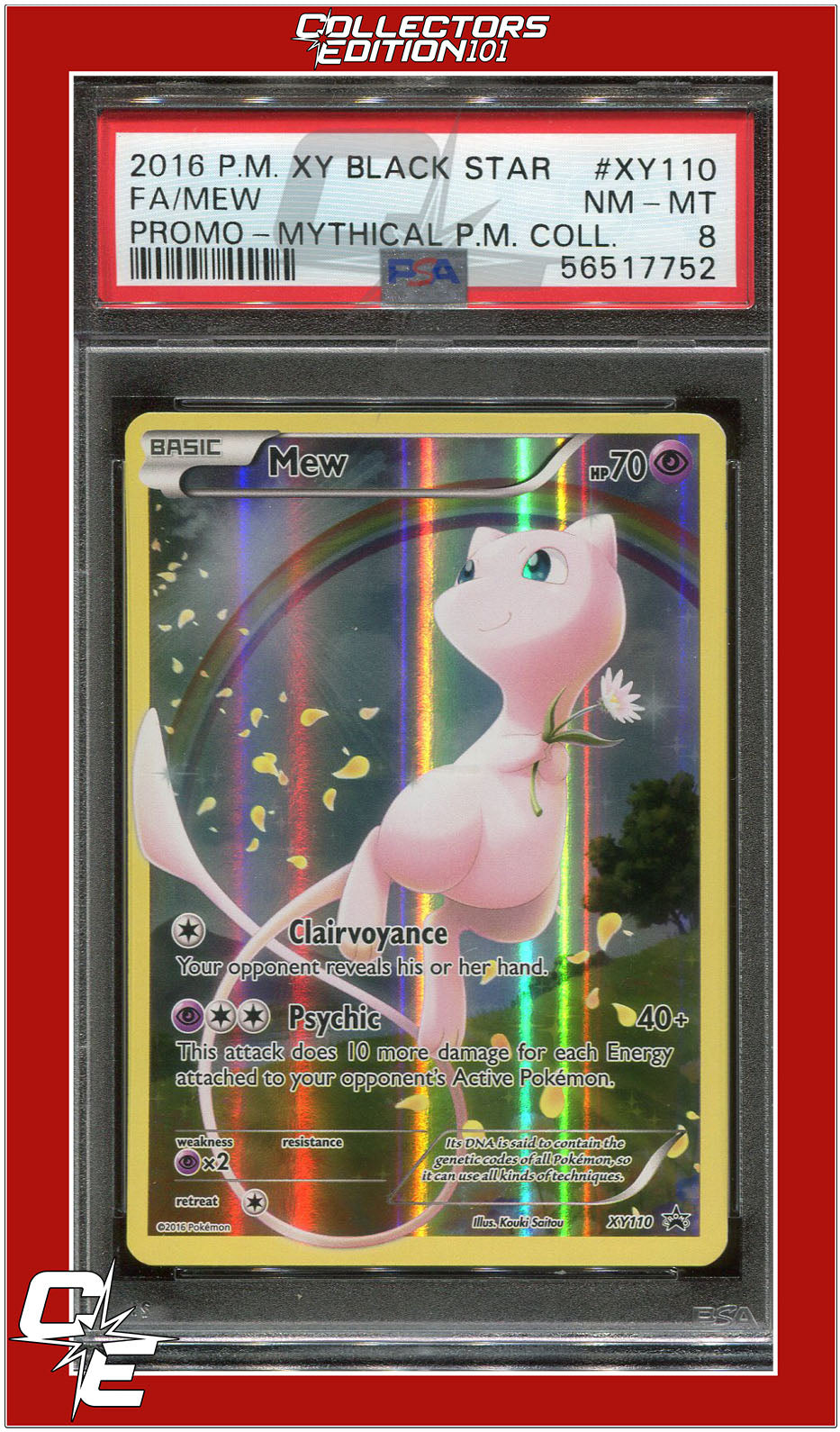 XY Black Star Promo XY110 Full Art Mew PSA 8