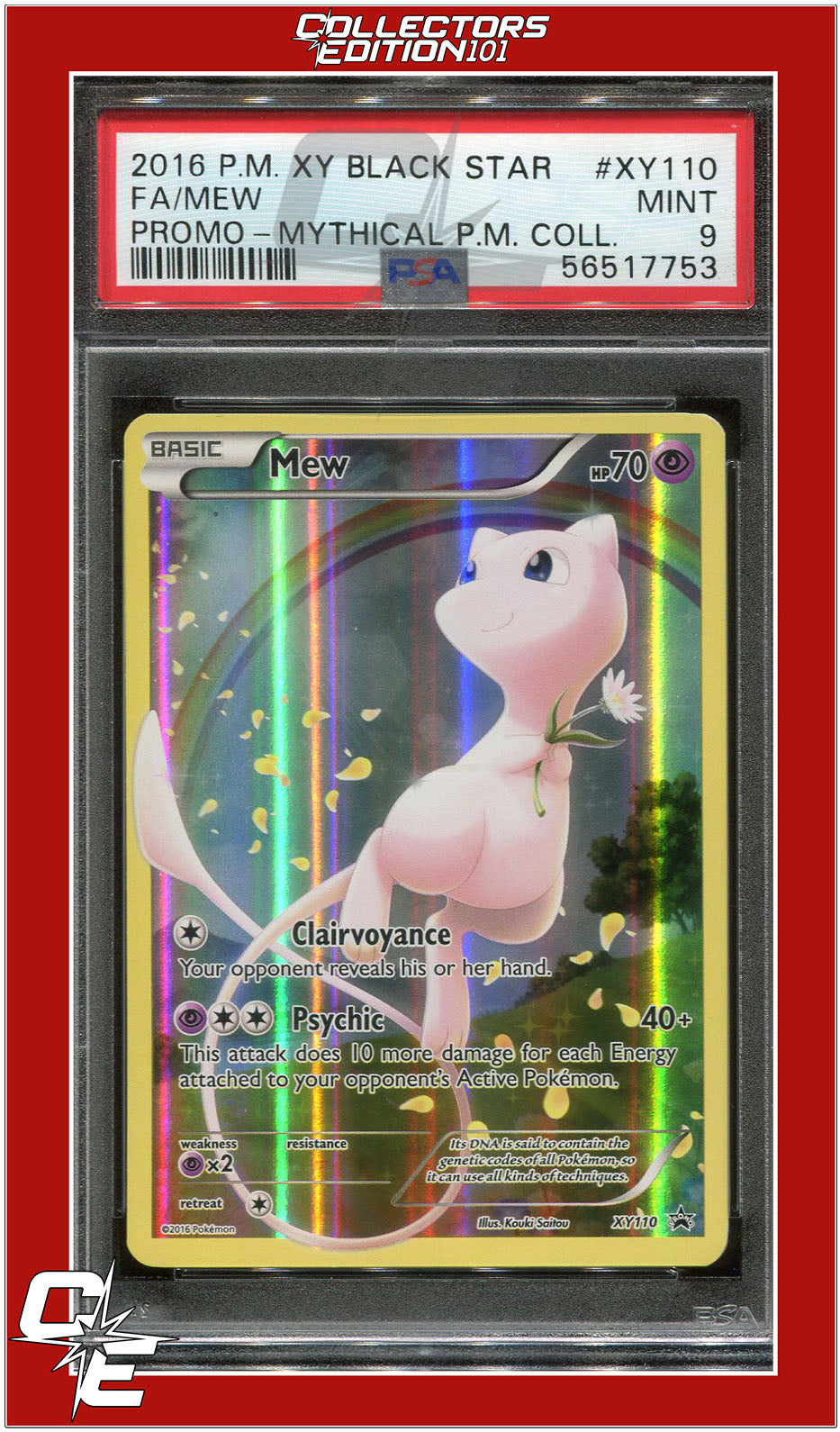 XY Black Star Promo XY110 Full Art Mew PSA 9