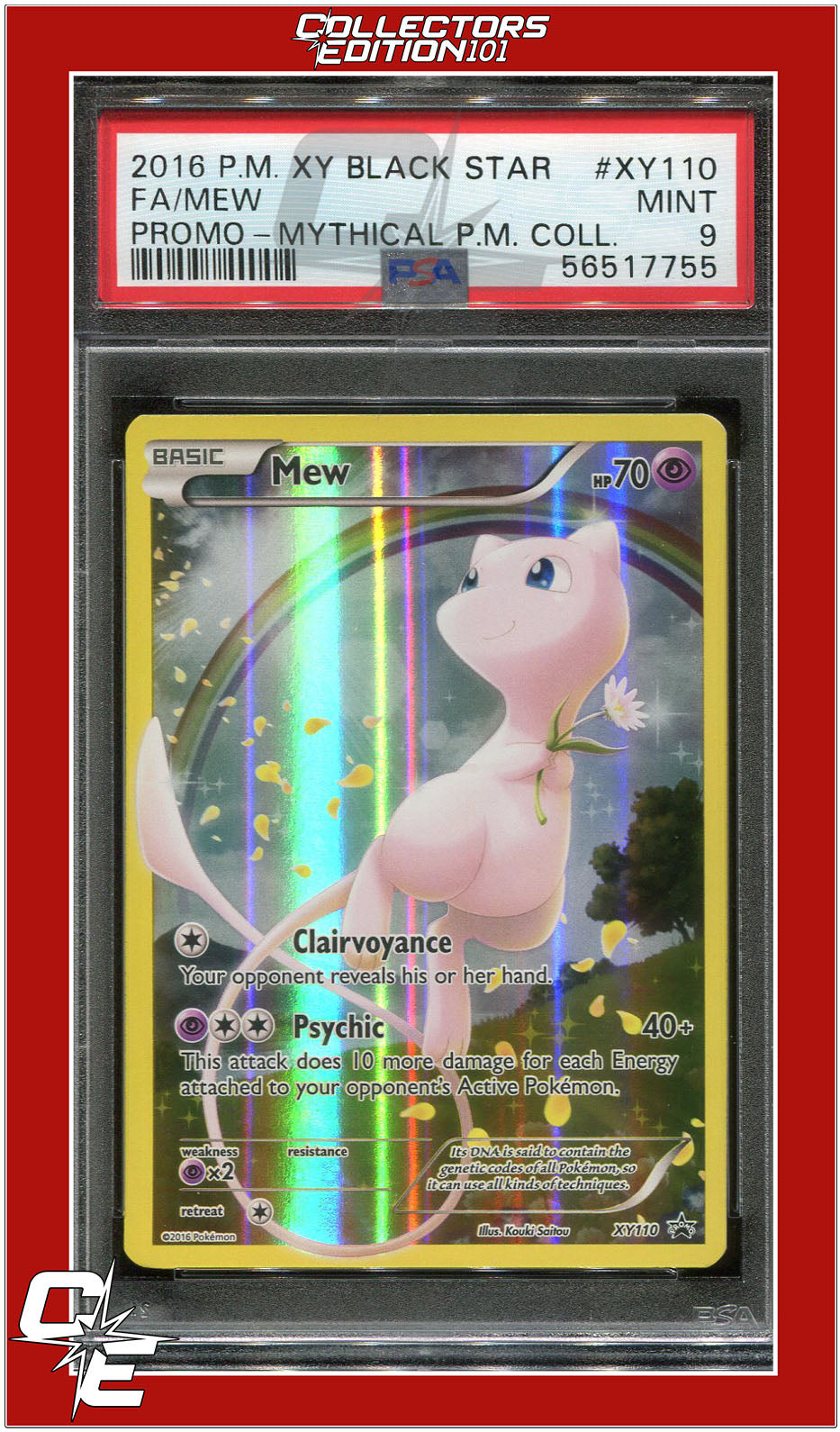 XY Black Star Promo XY110 Full Art Mew PSA 9