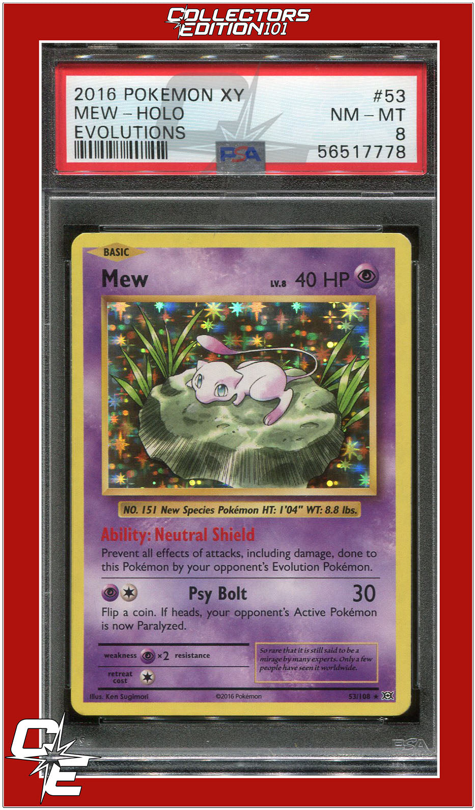 Evolutions 53 Mew Holo PSA 8