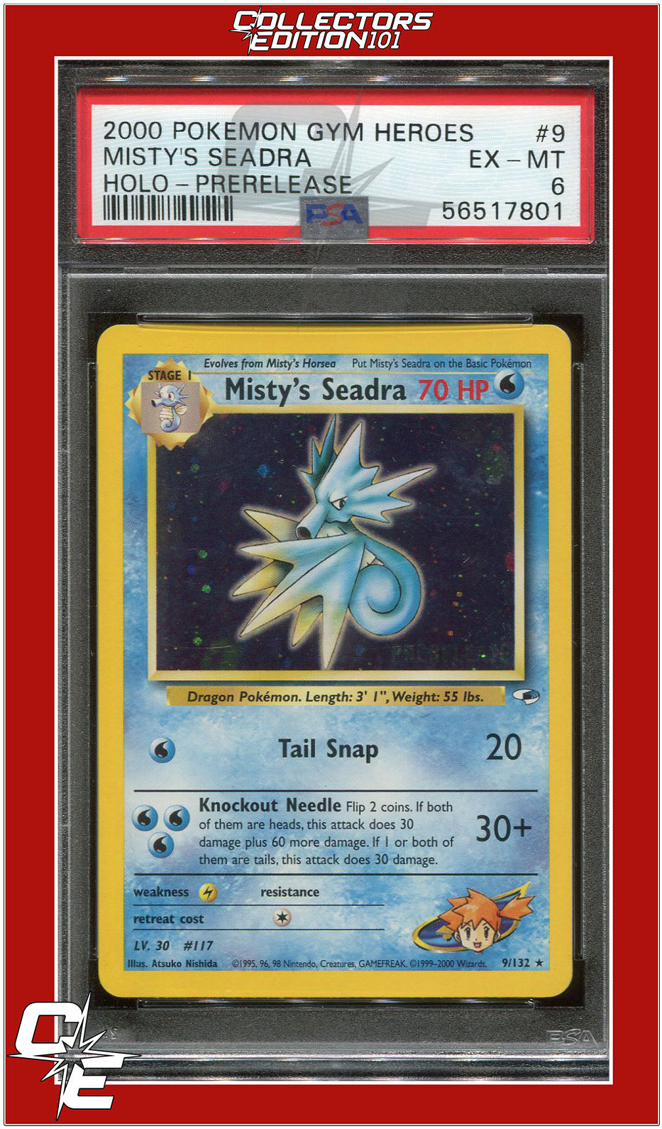 Gym Heroes 9 Misty's Seadra Holo Prerelease PSA 6