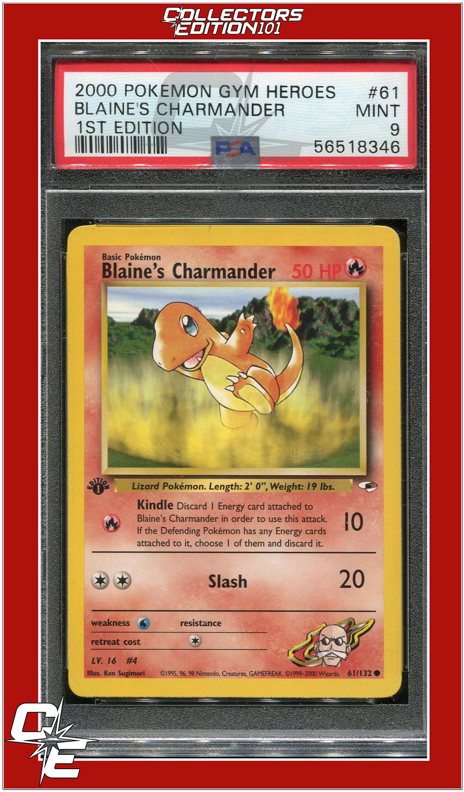 Gym Heroes 61 Blaine's Charmander 1st Edition PSA 9