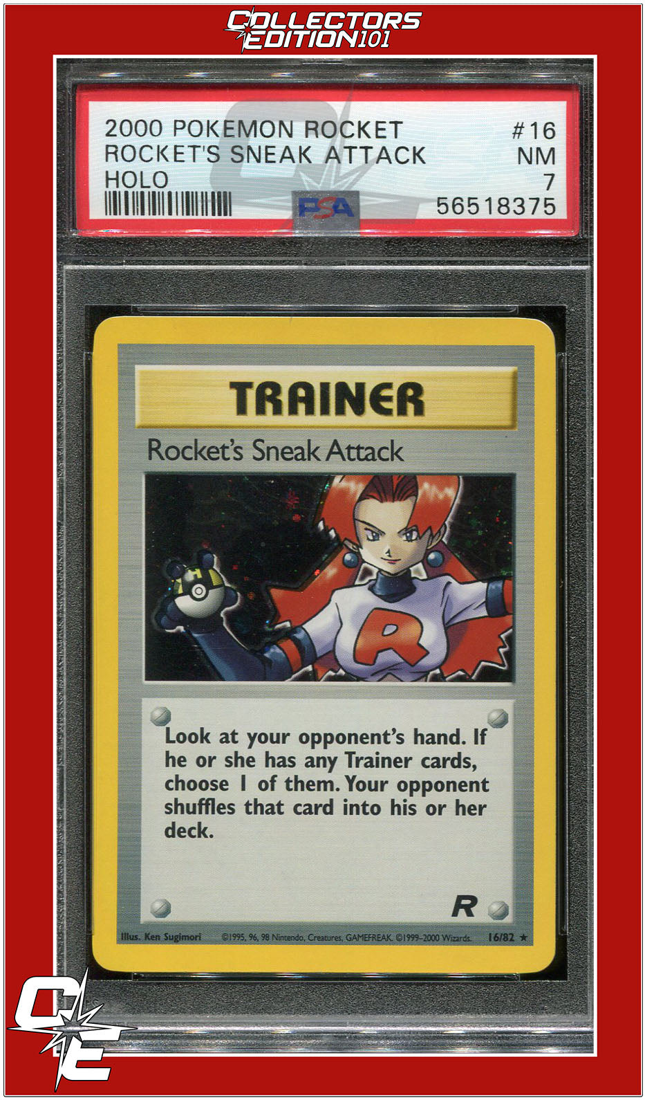 Team Rocket 16 Team Rocket's Sneak Attack Holo PSA 7