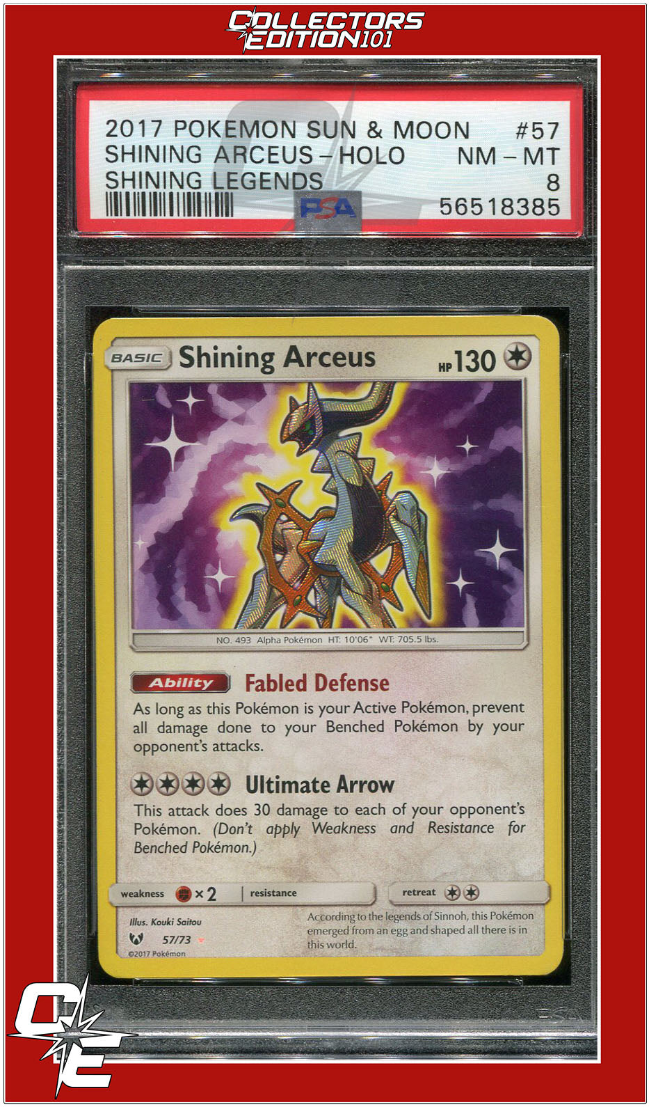 Shining Legends 57 Shining Arceus Holo PSA 8