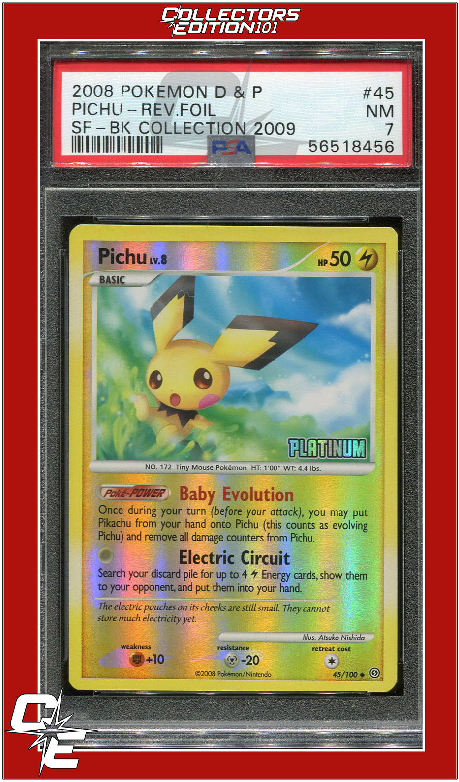 Stormfront 45 Pichu Reverse Foil Burger King 2009 PSA 7