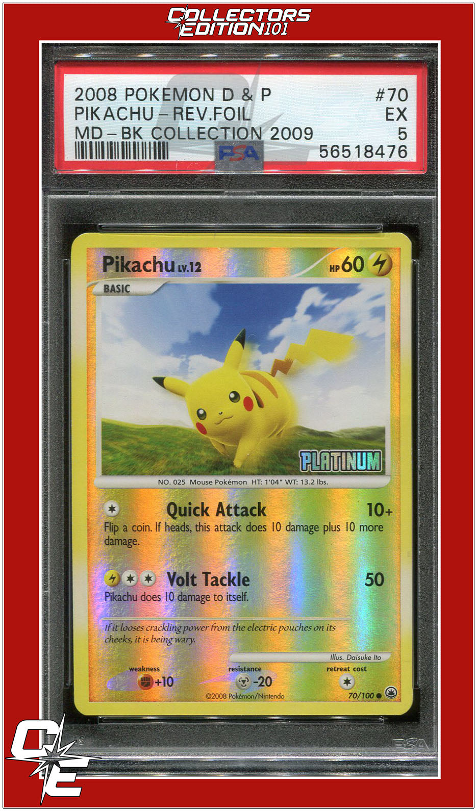 Majestic Dawn 70 Pikachu Reverse Foil Burger King 2009 PSA 5