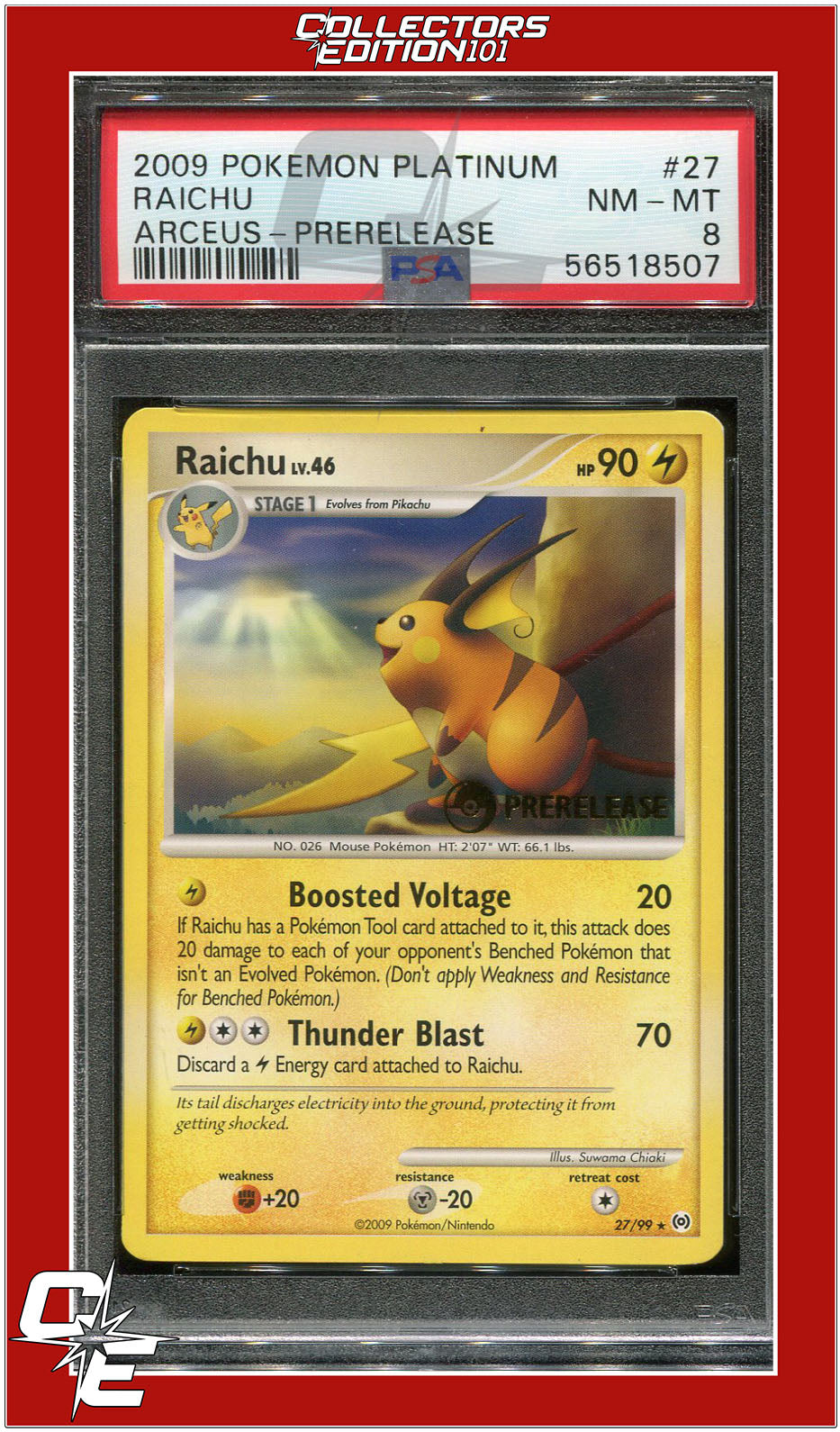 Arceus 27 Raichu Prerelease PSA 8