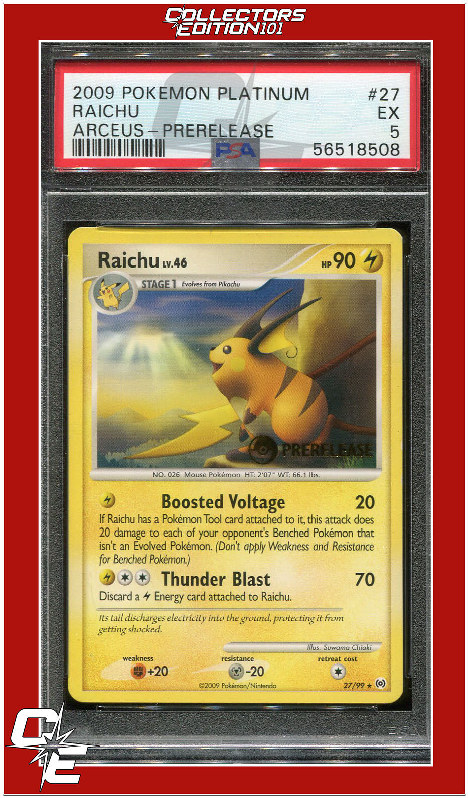 Arceus 27 Raichu Prerelease PSA 5