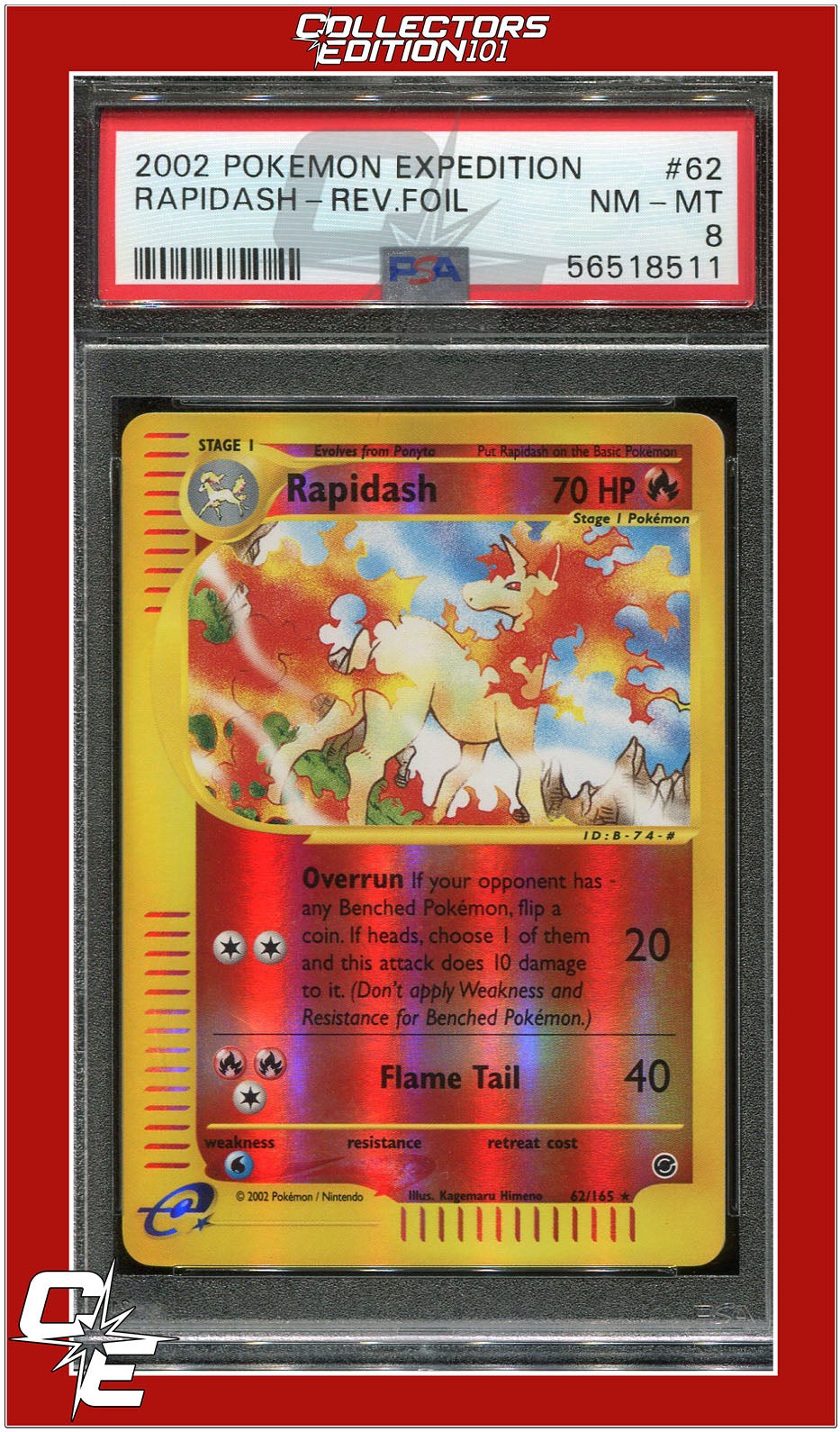 Expedition 62 Rapidash Reverse Foil PSA 8