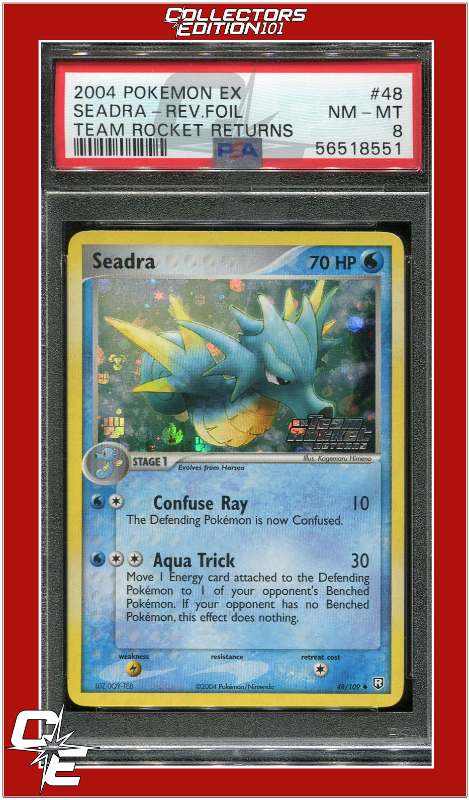 EX Team Rocket Returns 48 Seadra Reverse Foil PSA 8