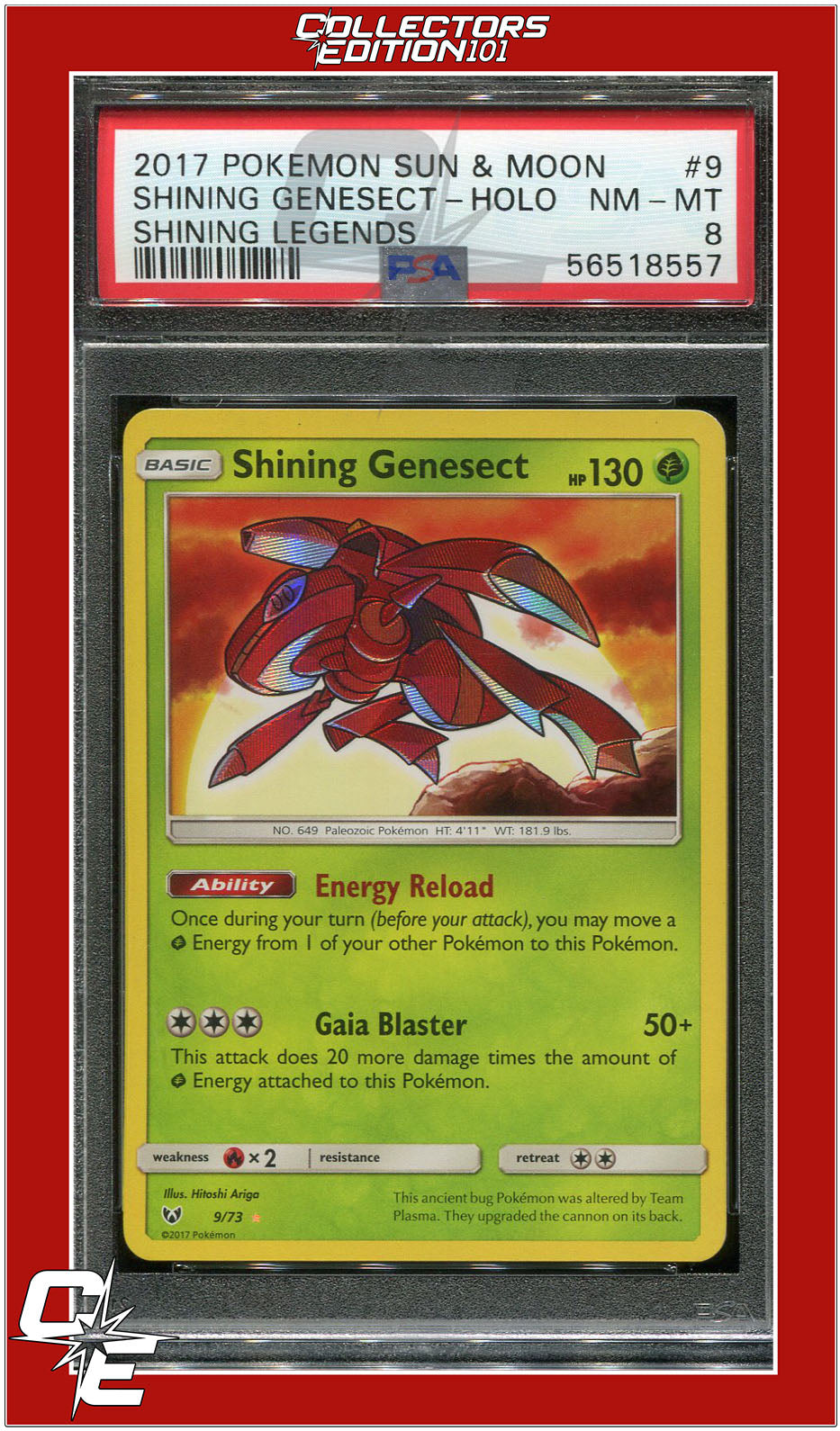 Shining Legends 9 Shining Genesect Holo PSA 8