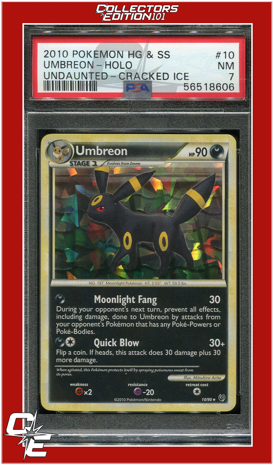 Undaunted 10 Umbreon Holo Cracked Ice PSA 7