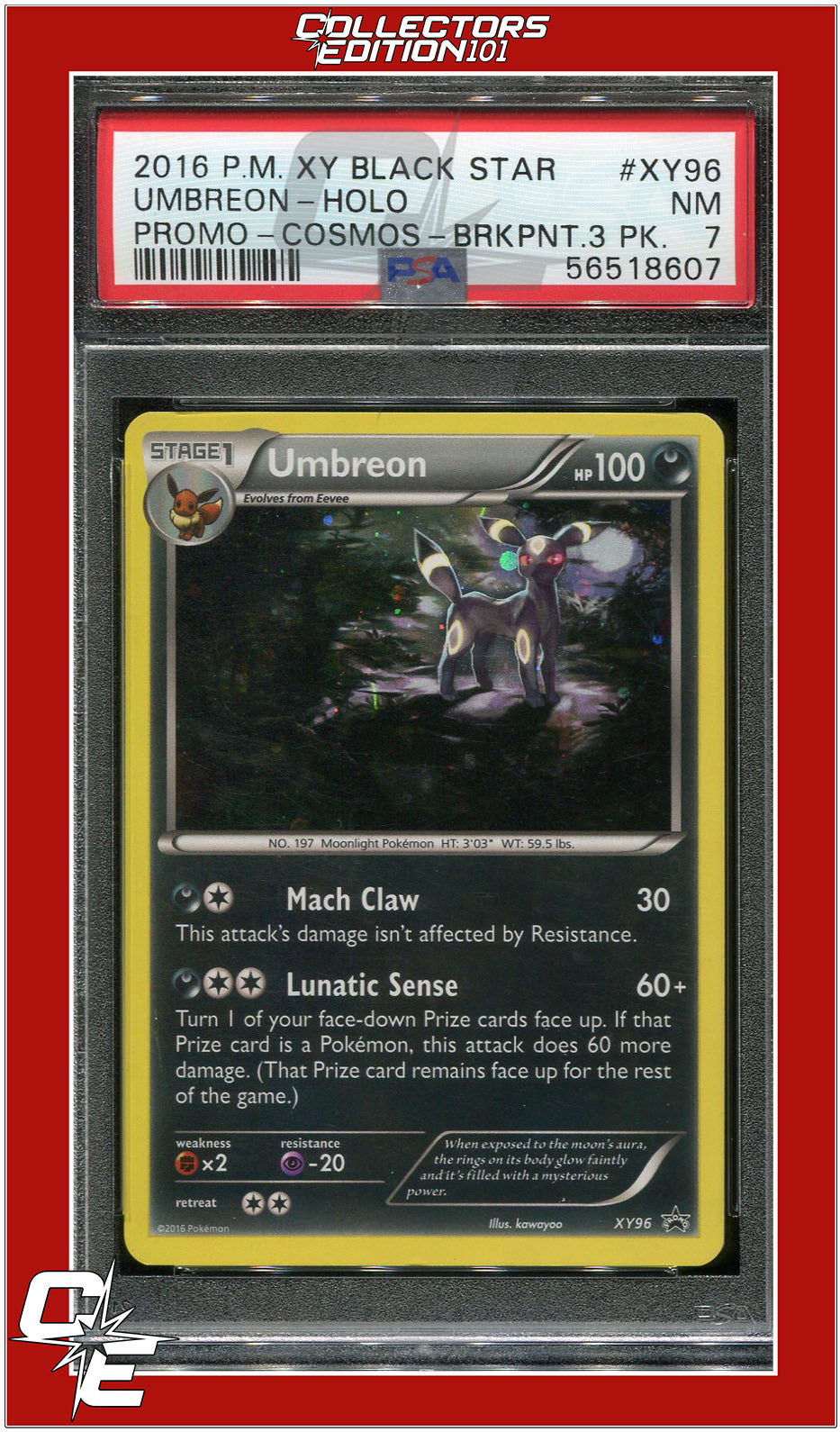 XY Black Star Promo XY96 Umbreon Holo Cosmos PSA 7