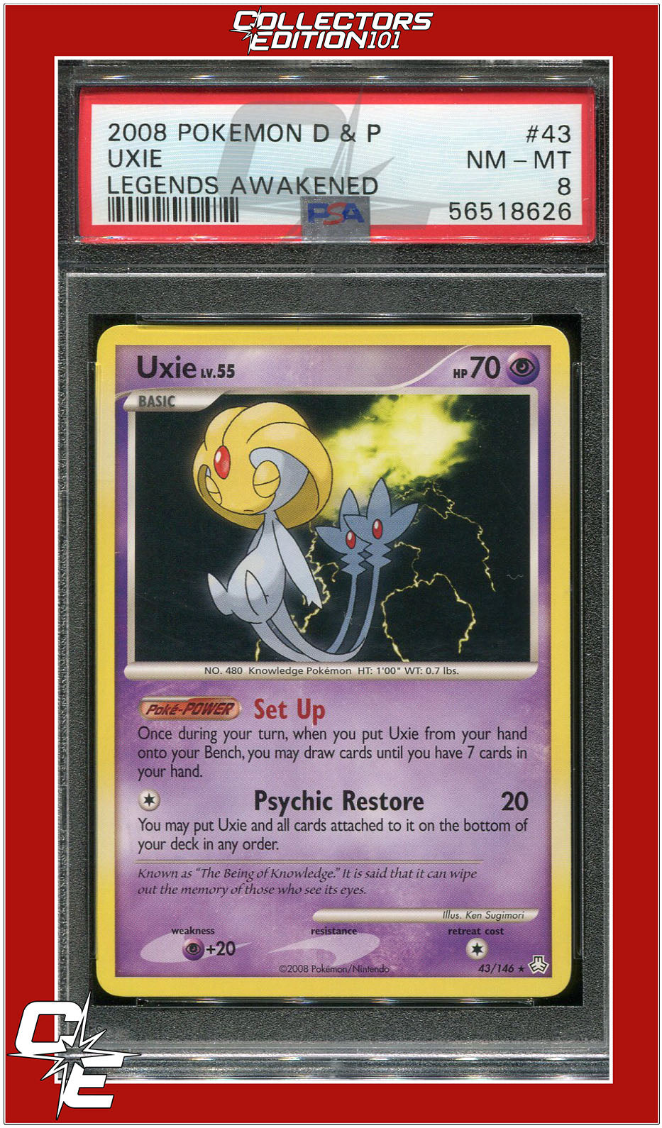 Legends Awakened 43 Uxie PSA 8