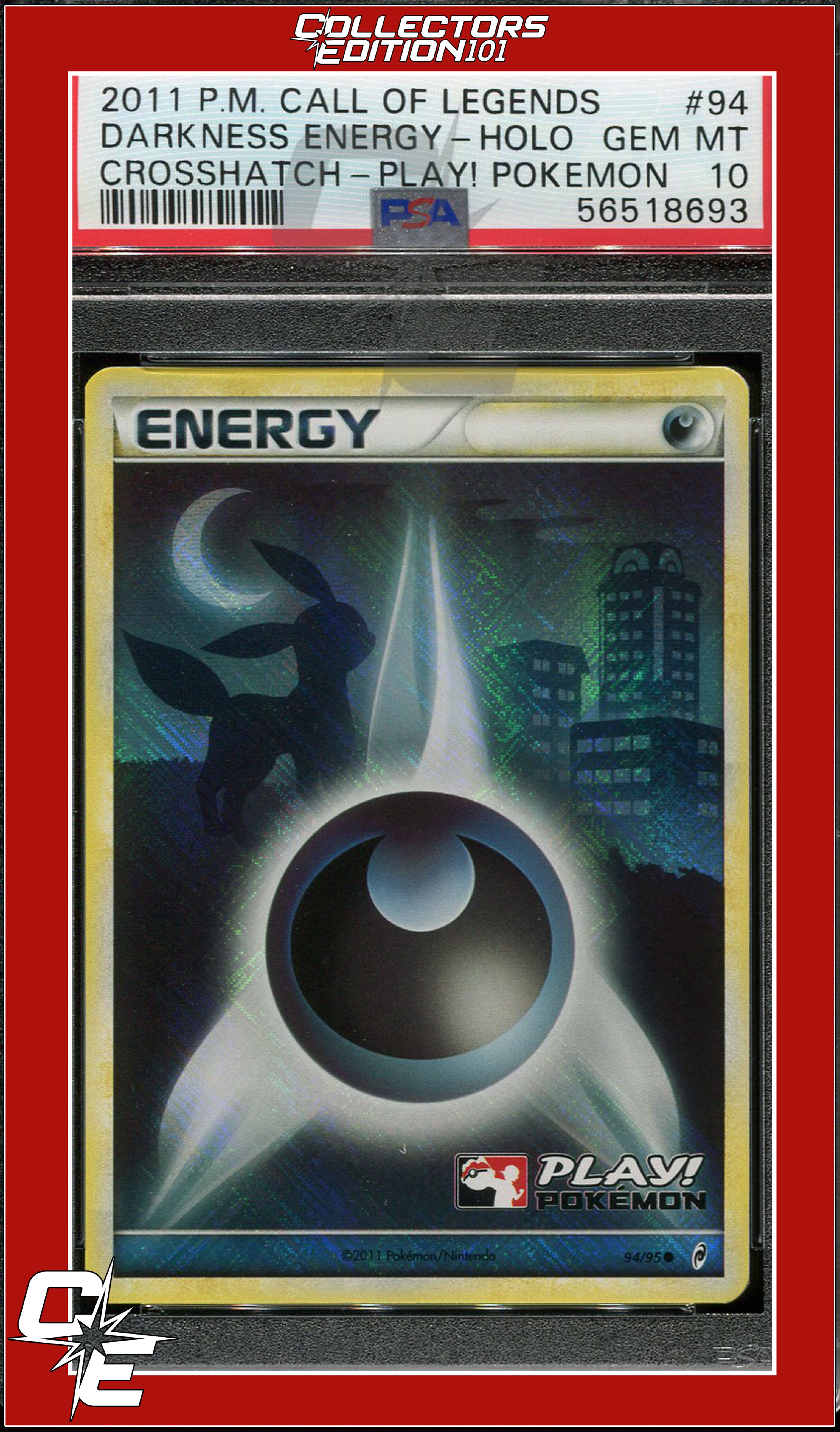 Call of Legends Darkness Energy 94 Holo Crosshatch Play! Pokemon