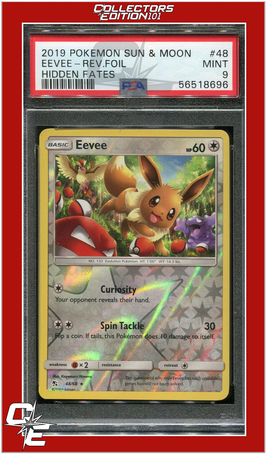 Hidden Fates 48 Eevee Reverse Foil PSA 9