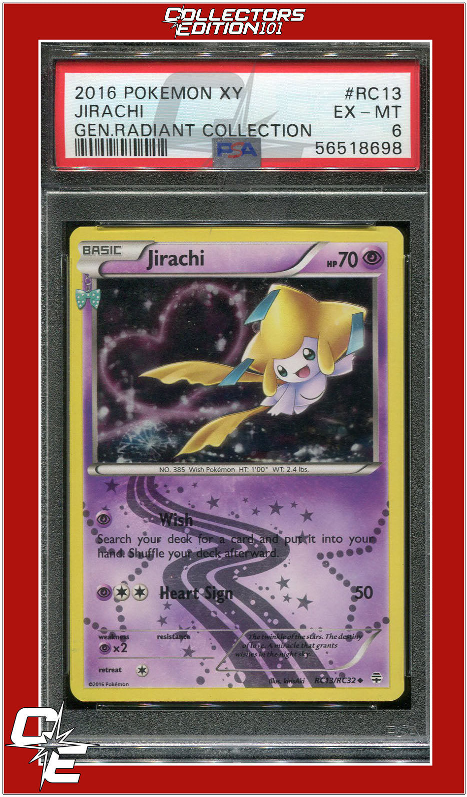 Generations Radiant Collection RC13 Jirachi PSA 6 | Collectors Edition 101 Generations Radiant Collection RC13 Jirachi PSA 6 | Collectors Edition 101