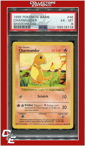 Base Set 46 Charmander Shadowless PSA 6