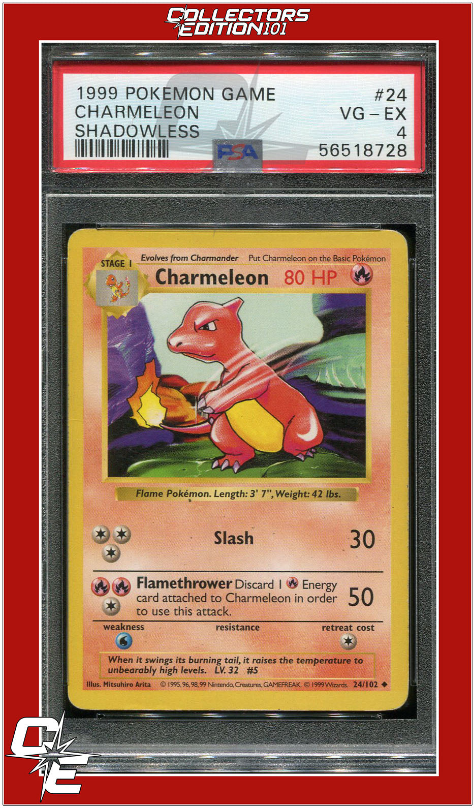 Base Set 24 Charmeleon Shadowless PSA 4