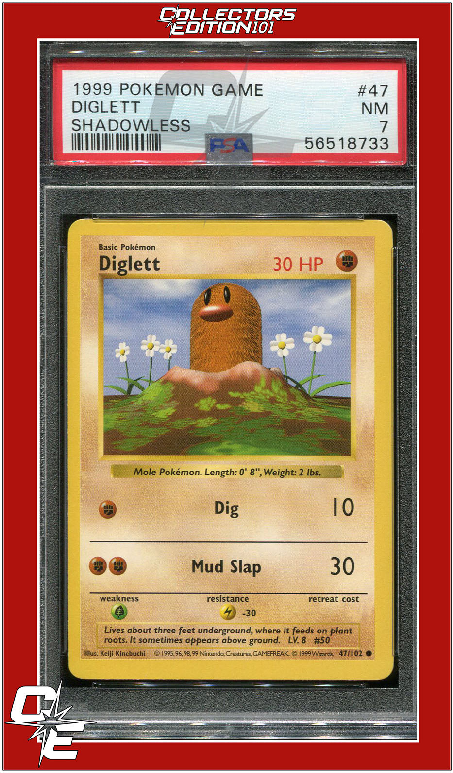 Base Set 47 Diglett Shadowless PSA 7