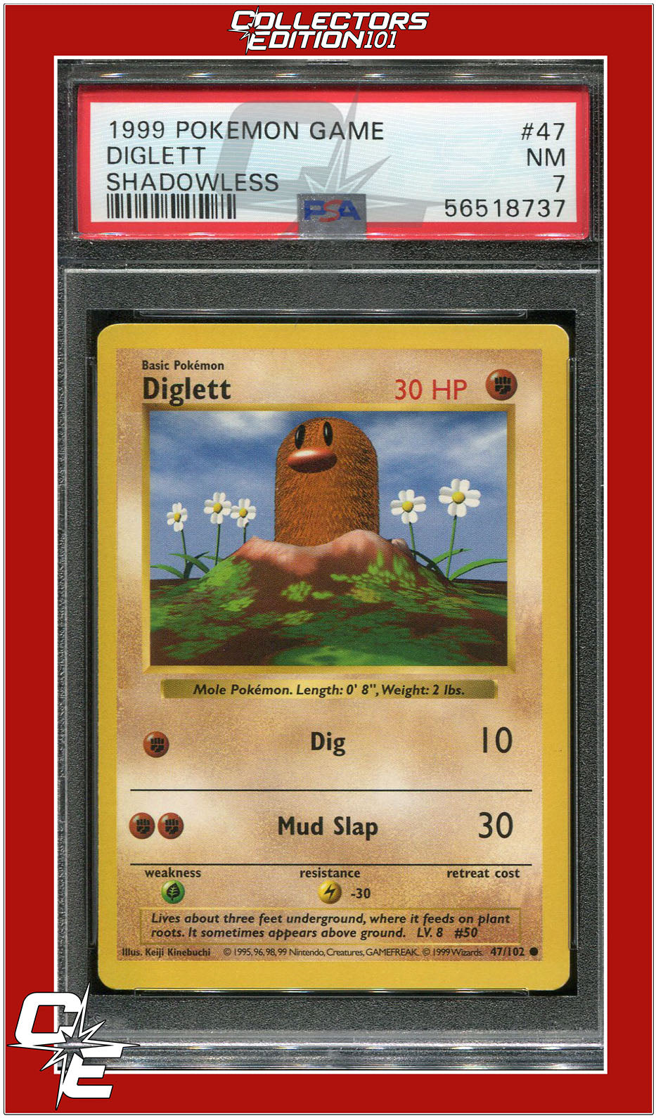 Base Set 47 Diglett Shadowless PSA 7