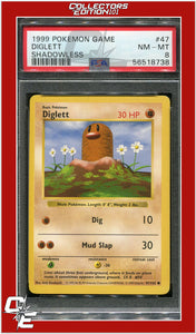 Base Set 47 Diglett Shadowless PSA 8