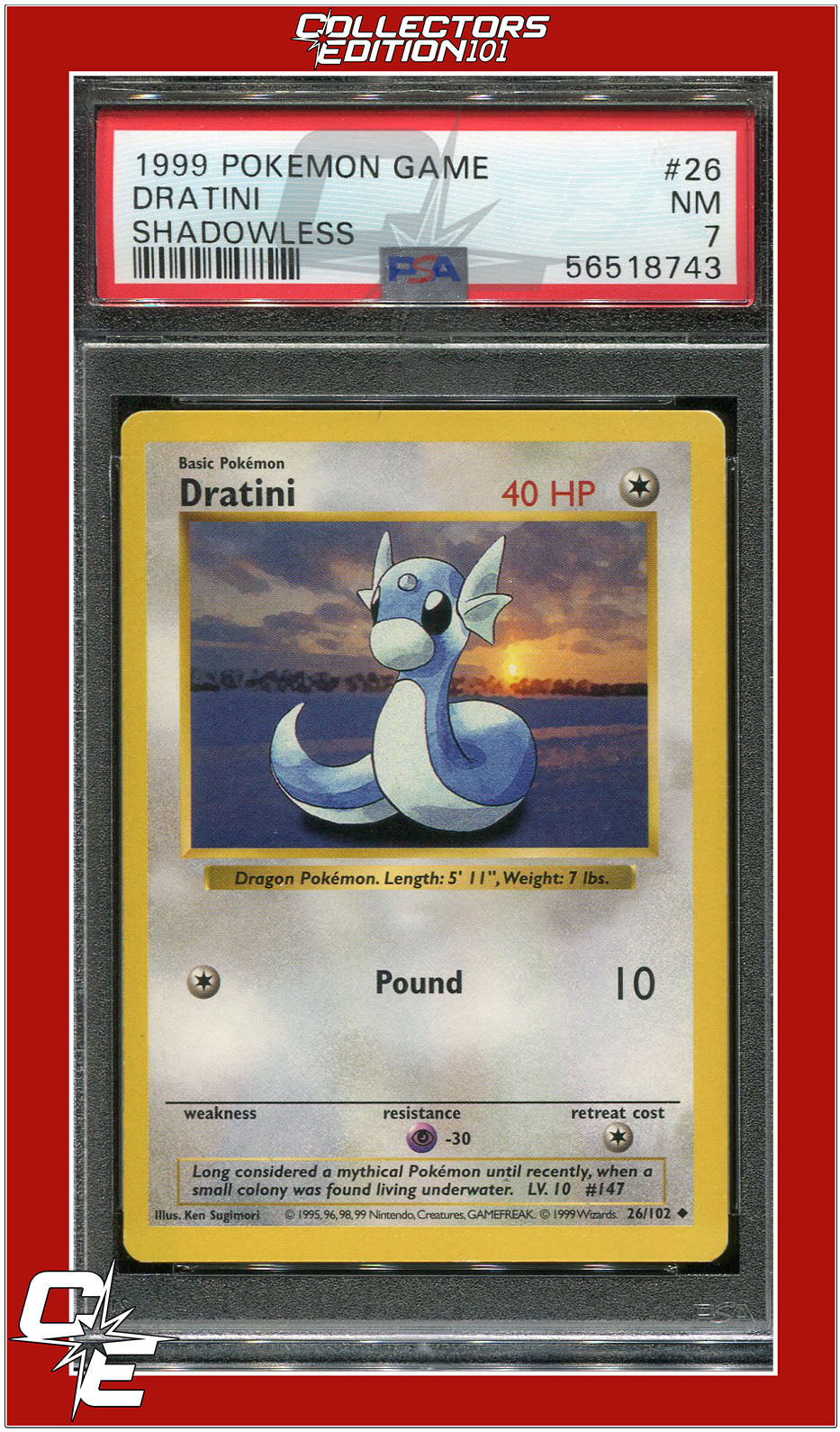 Base Set 26 Dratini Shadowless PSA 7