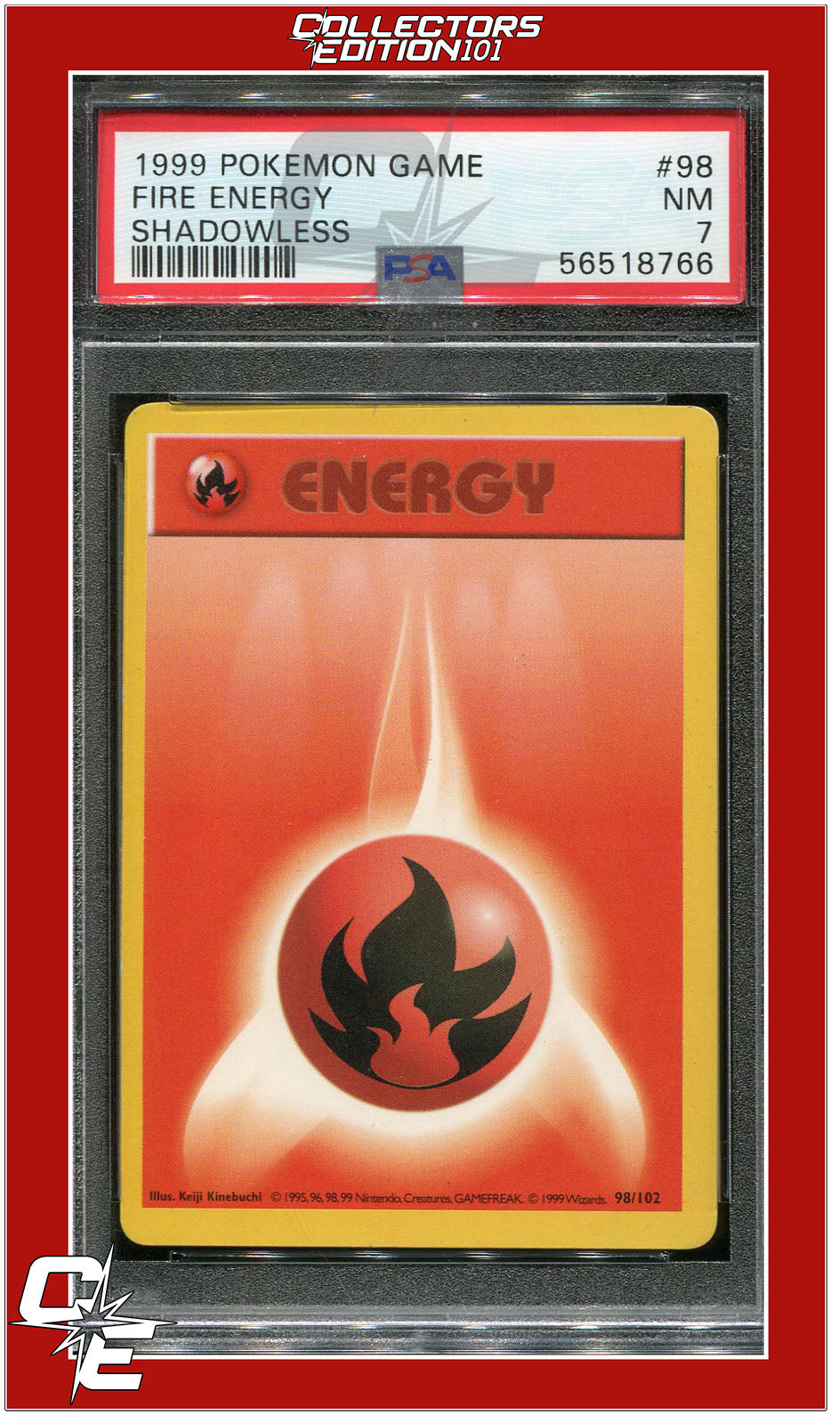 Base Set 98 Fire Energy Shadowless PSA 7
