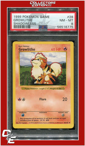 Base Set 28 Growlithe Shadowless PSA 8