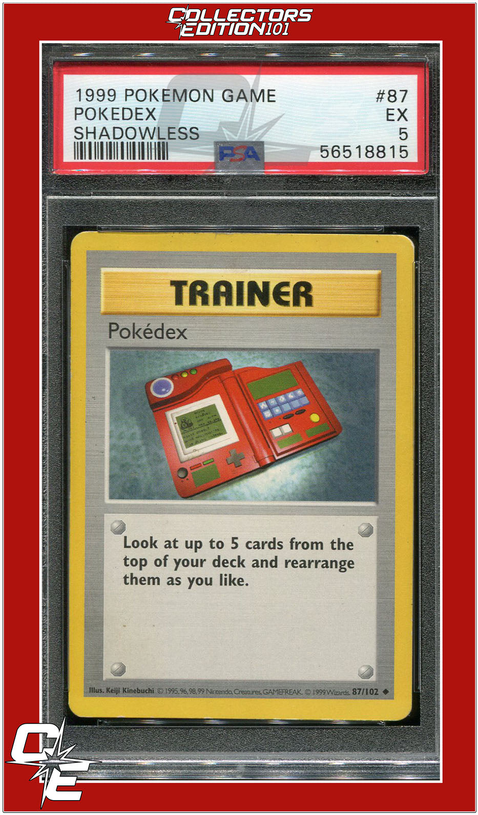 Base Set 87 Pokedex Shadowless PSA 5