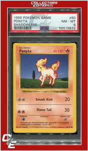 Base Set 60 Ponyta Shadowless PSA 8