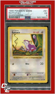 Base Set 61 Rattata Shadowless PSA 5