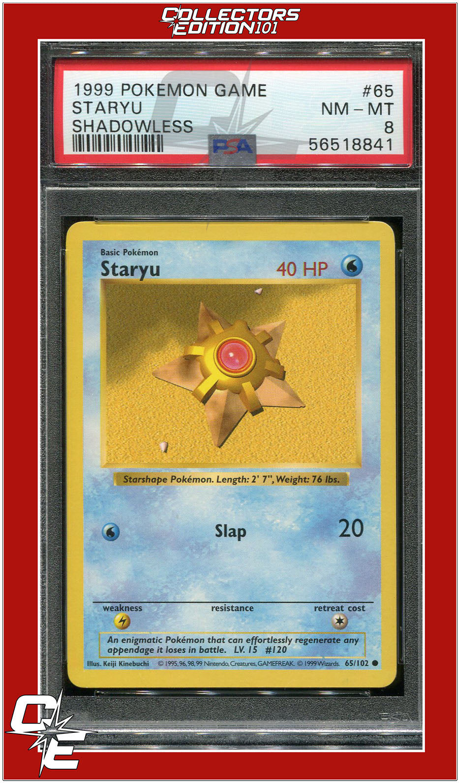 Base Set 65 Staryu Shadowless PSA 8