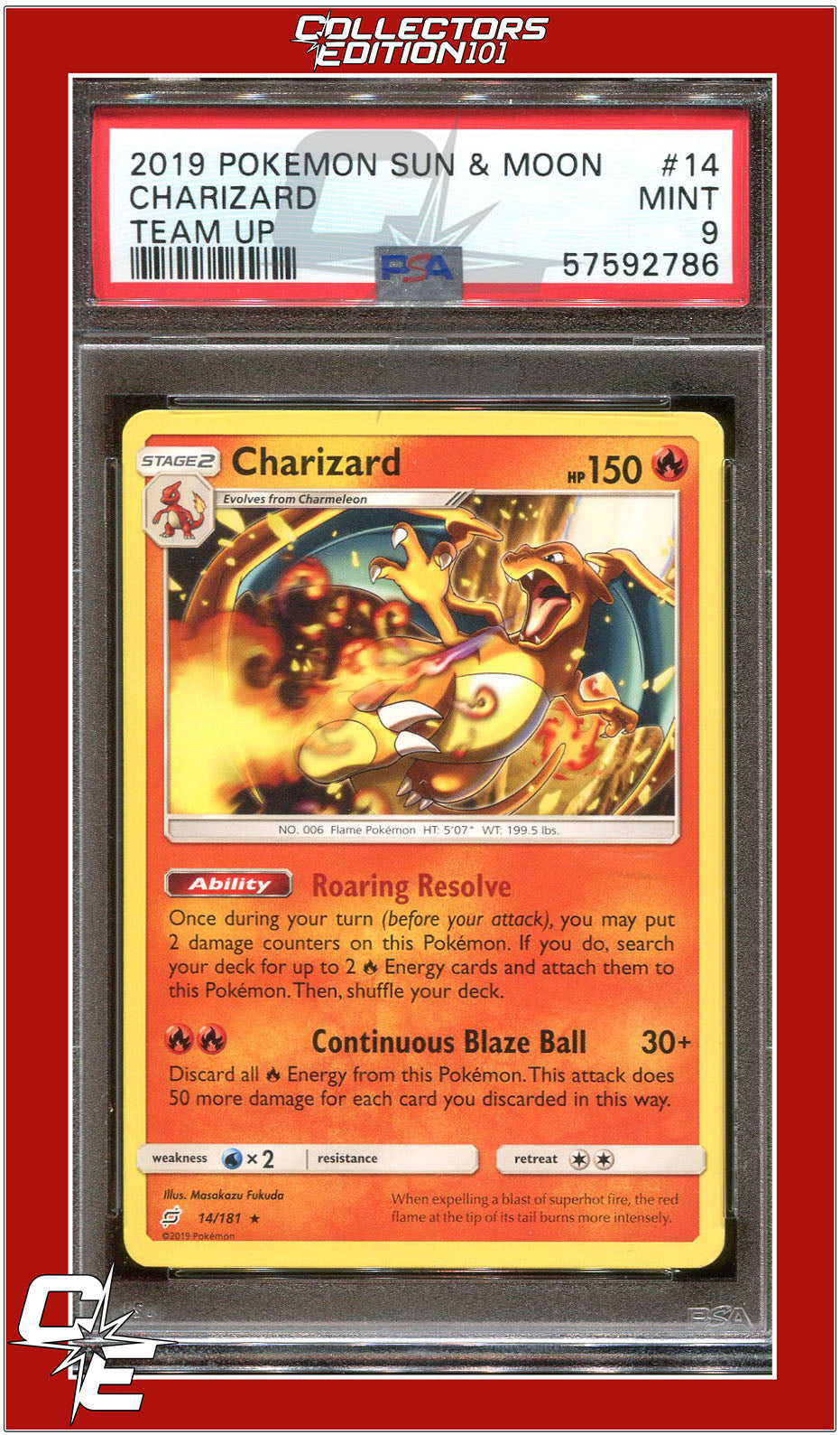 Team Up 14 Charizard PSA 9