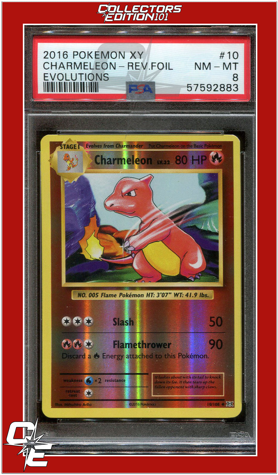 Evolutions 10 Charmeleon Reverse Foil PSA 8