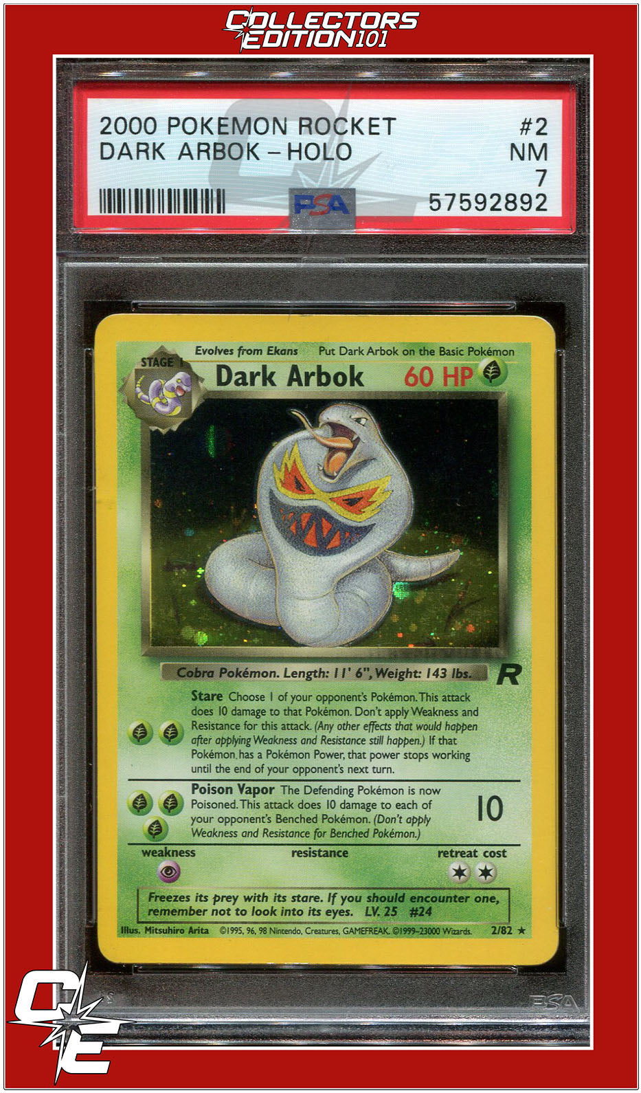 Team Rocket 2 Dark Arbok Holo PSA 7