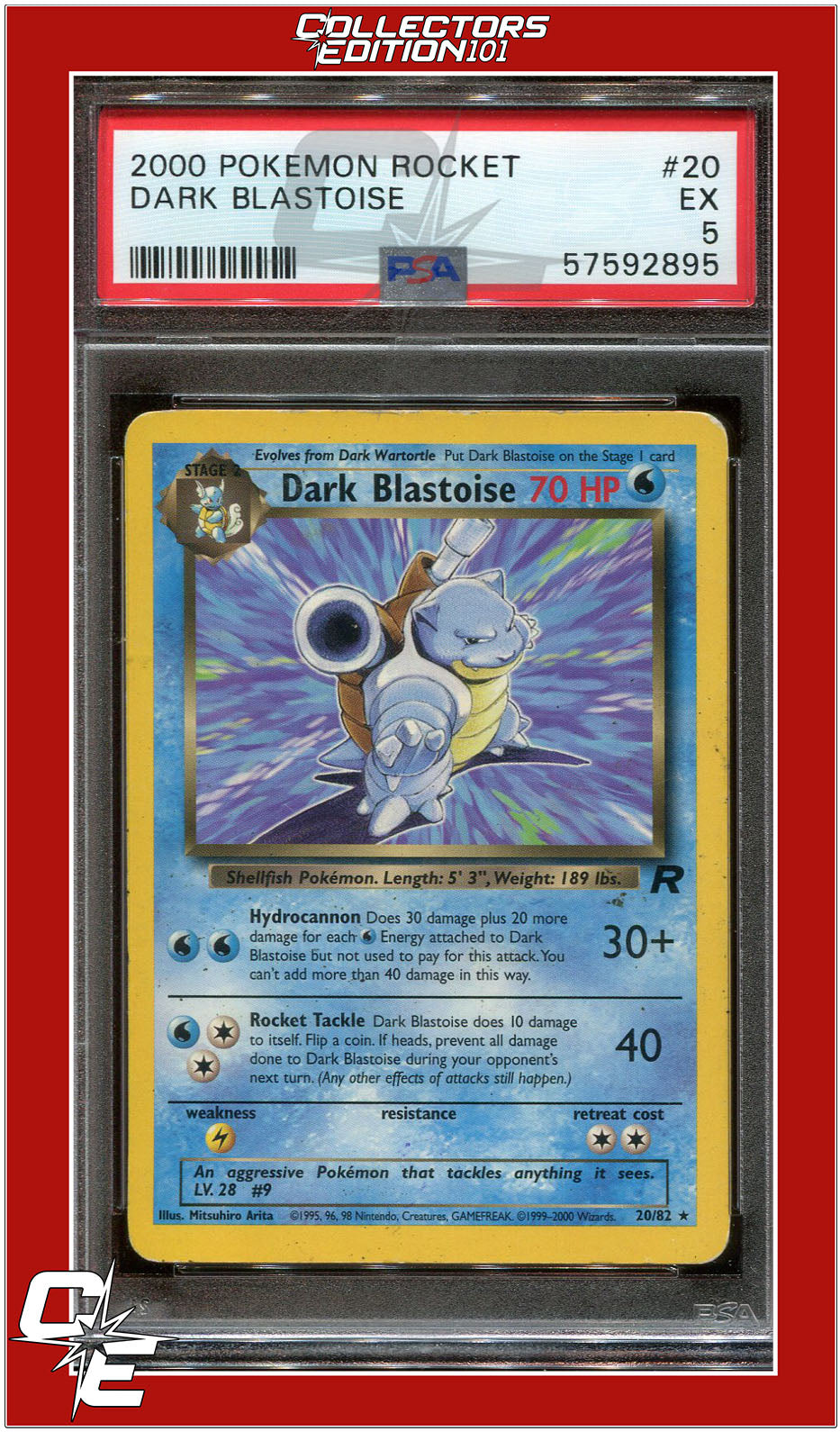 Team Rocket 20 Dark Blastoise PSA 5