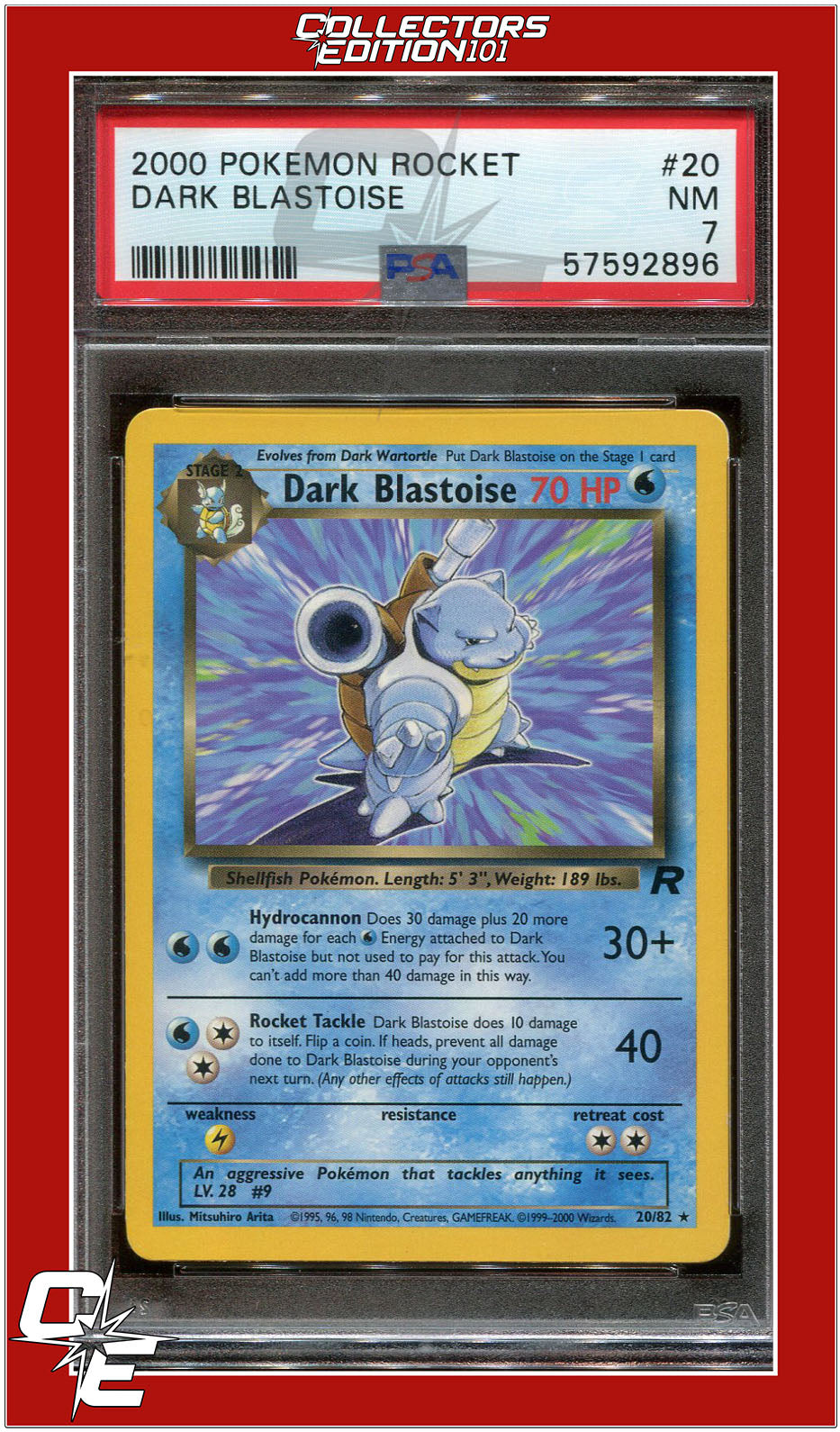 Team Rocket 20 Dark Blastoise PSA 7