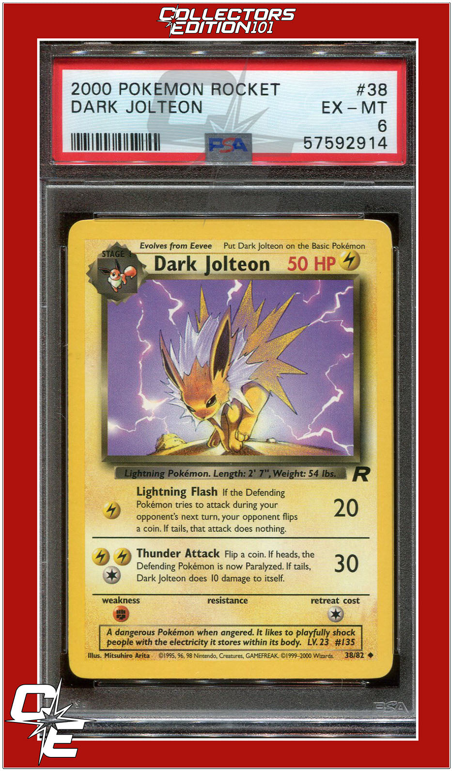 Team Rocket 38 Dark Jolteon PSA 6