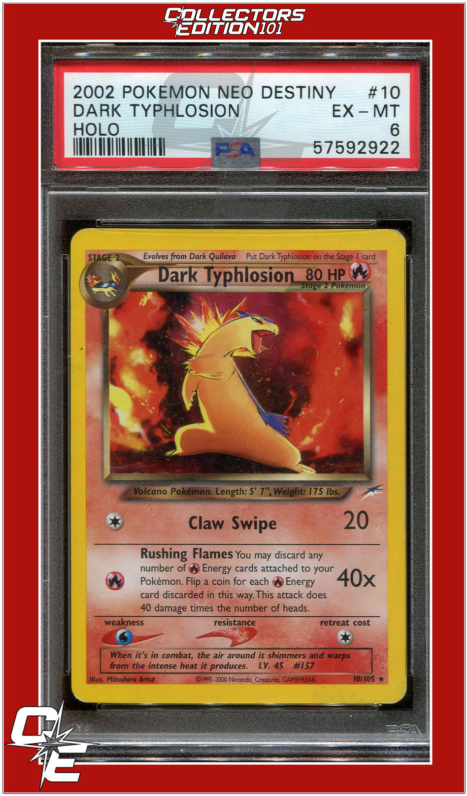 Neo Destiny 10 Dark Typhlosion Holo PSA 6