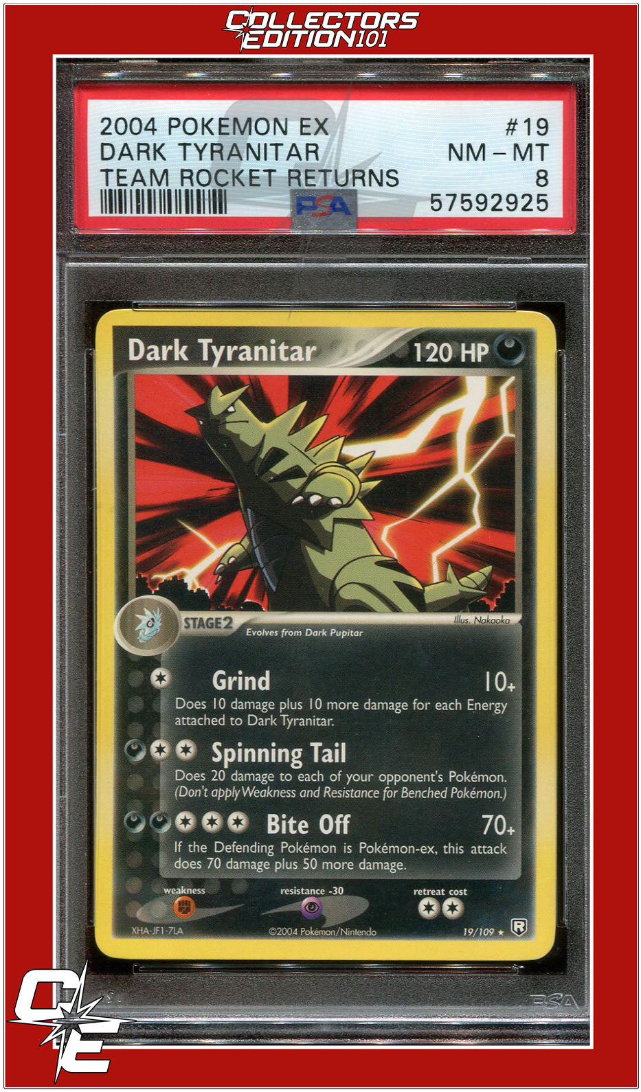 EX Team Rocket Returns 19 Dark Tyranitar PSA 8