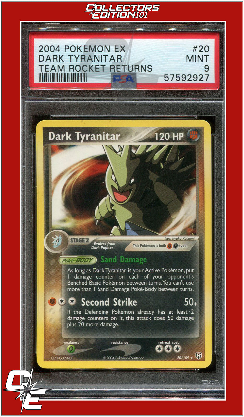 EX Team Rocket Returns 20 Dark Tyranitar PSA 9