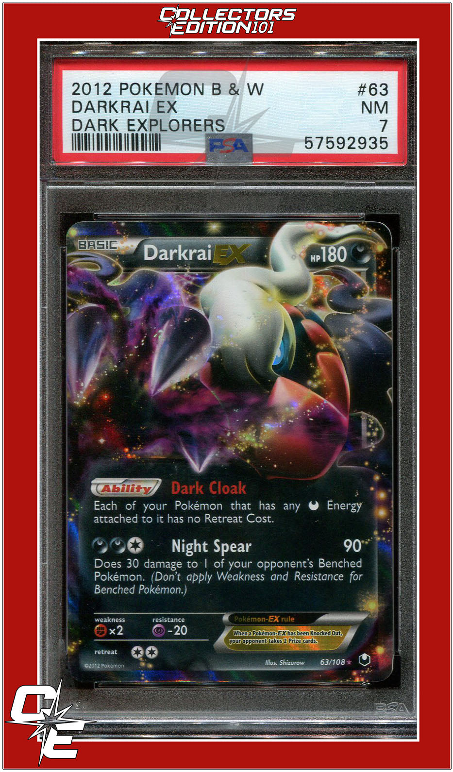 Dark Explorers 63 Darkrai EX PSA 7