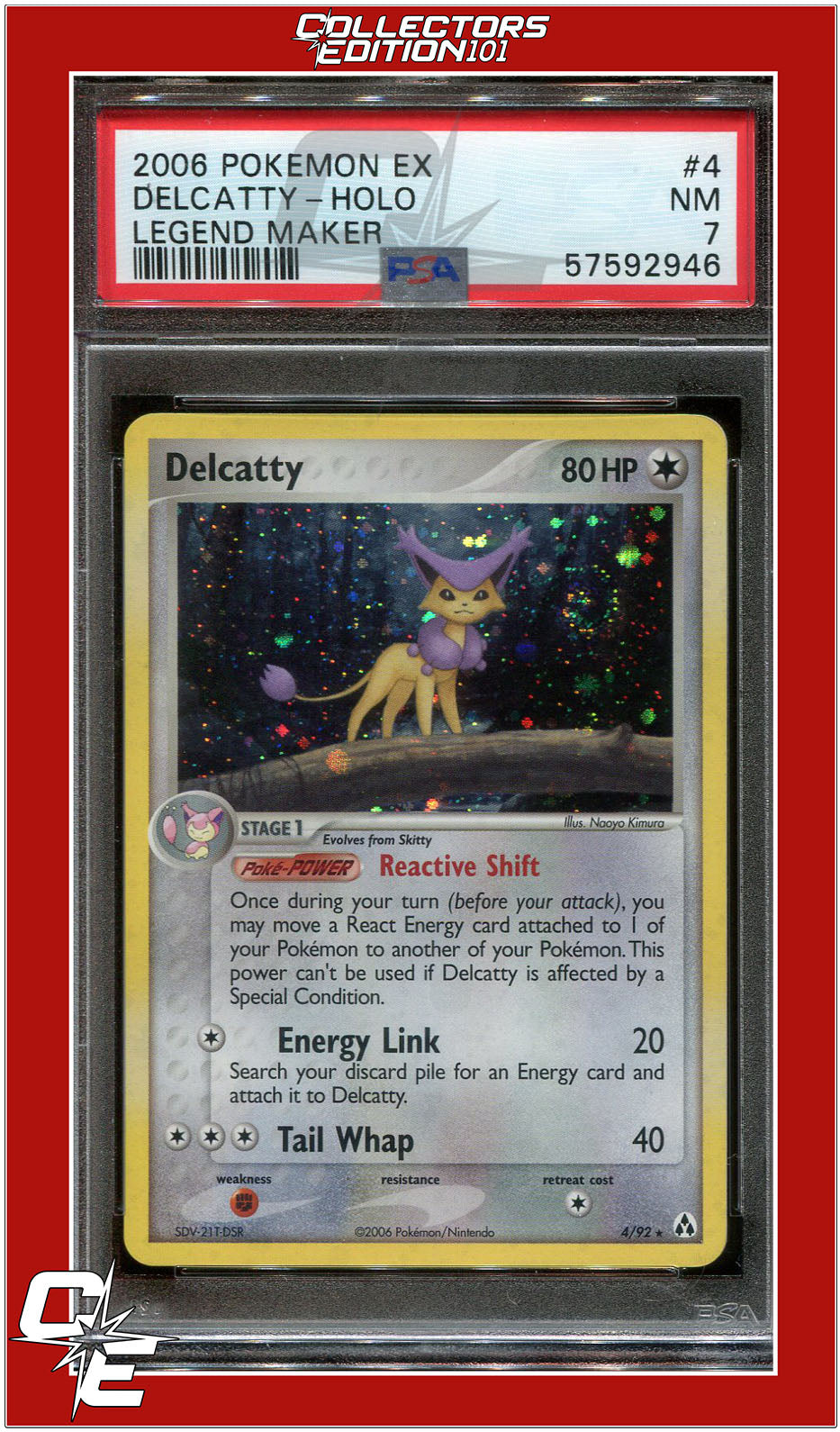 EX Legend Maker 4 Delcatty Holo PSA 7