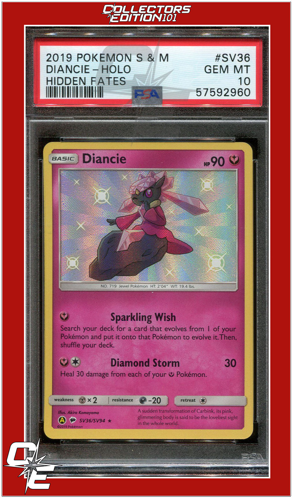 Hidden Fates SV36 Diancie Holo PSA 10